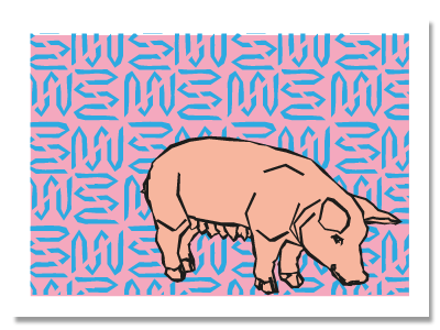 chinese zodiac sign postcard "Pig"