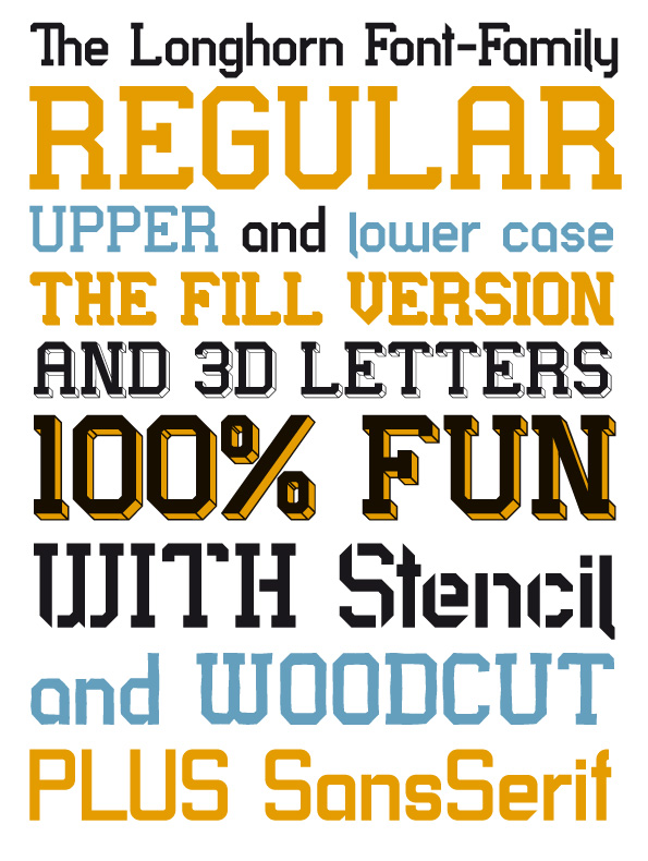 different styles of the Longhorn font