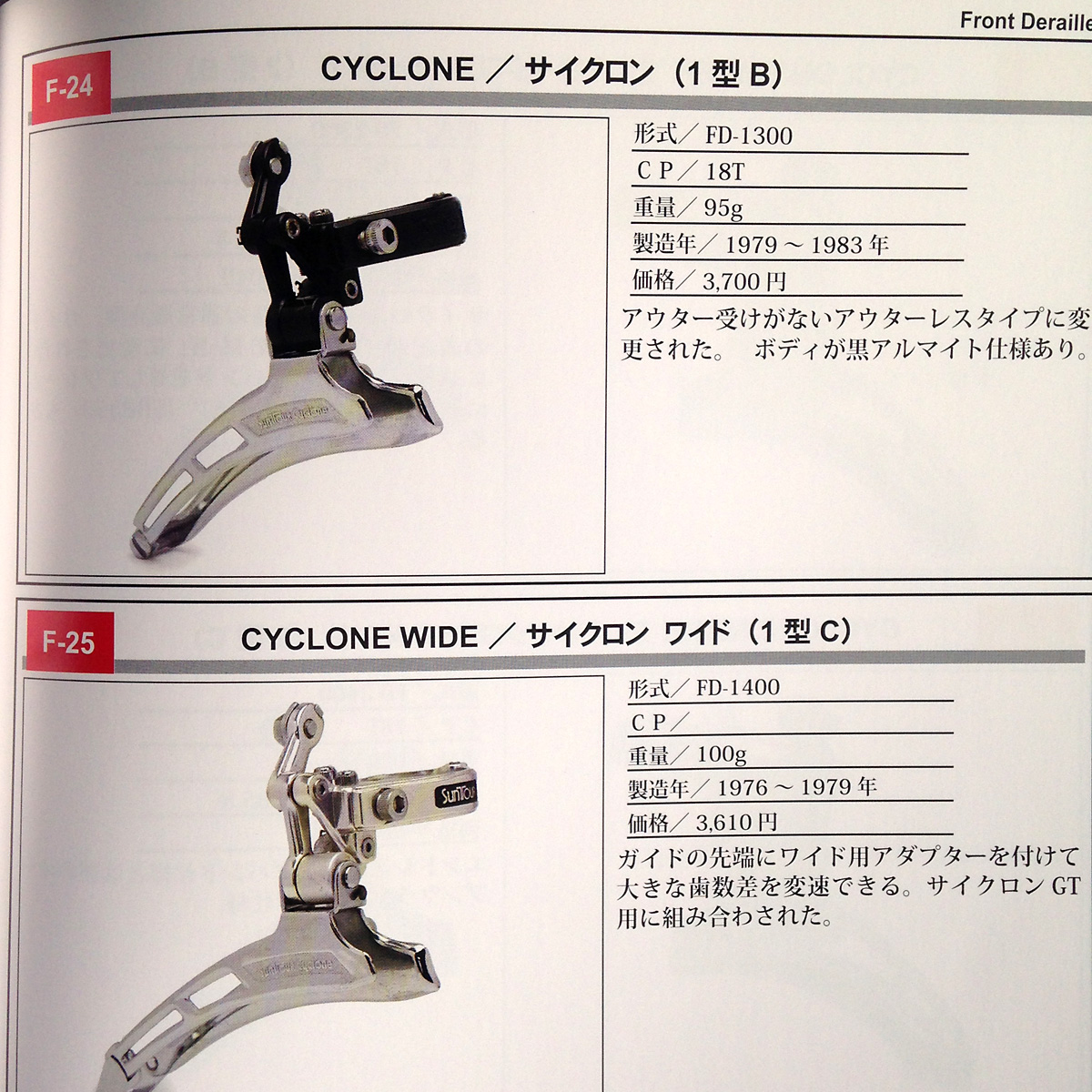 Suntour Cyclone and cyclone wide front derailleurs