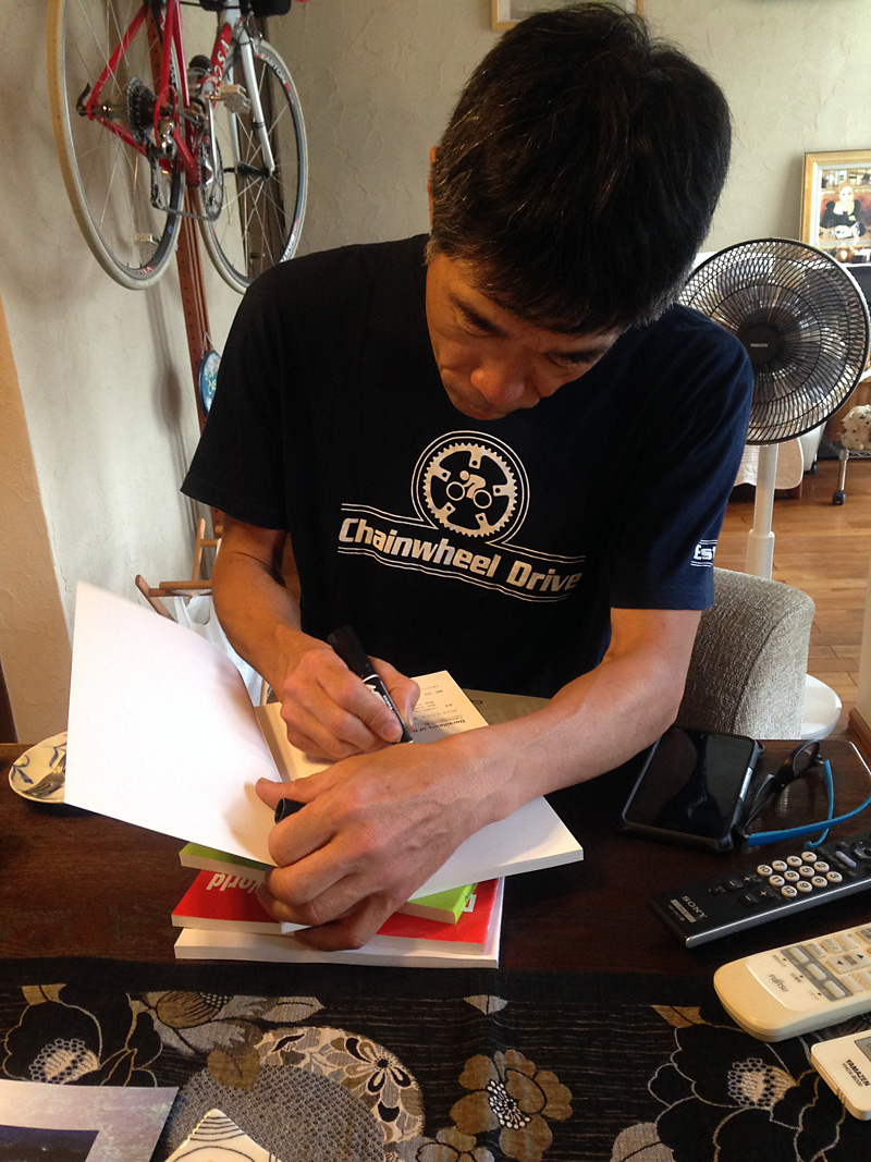 Sasaki-San signing my copies of "Derailleurs of the World"