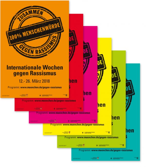Bunte Plakate für die Internationalen Wochen gegen Rassismus 2018