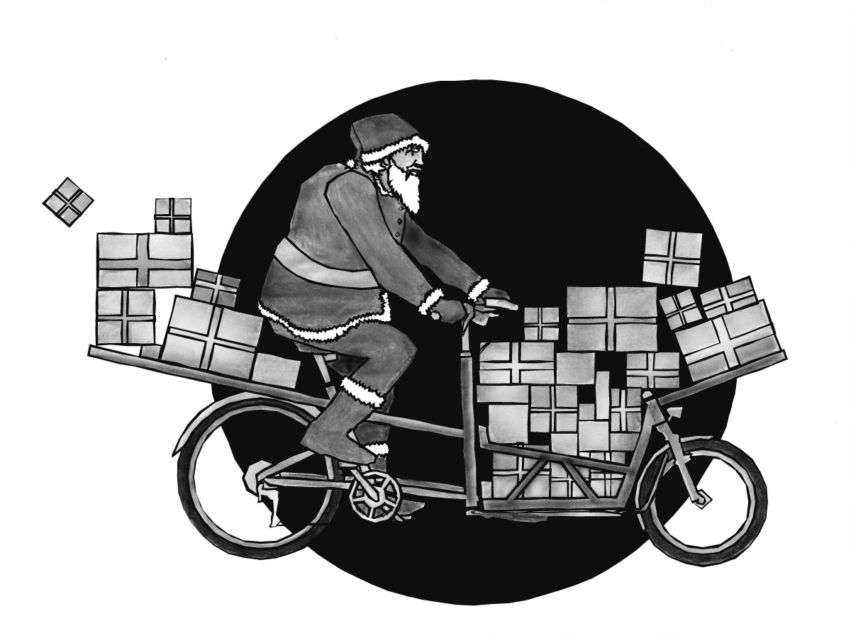 Illustration for the book "Cargo bike boom" - Santa