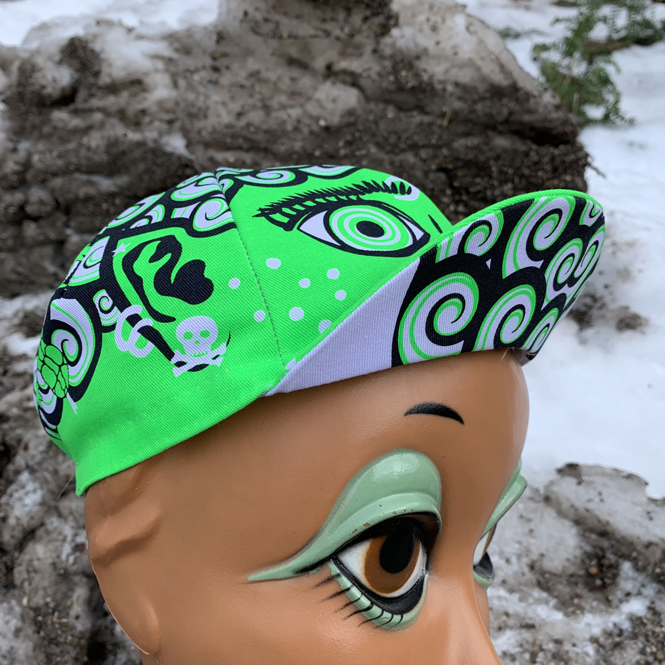 Bike Pixie Girl neon green cycling cap