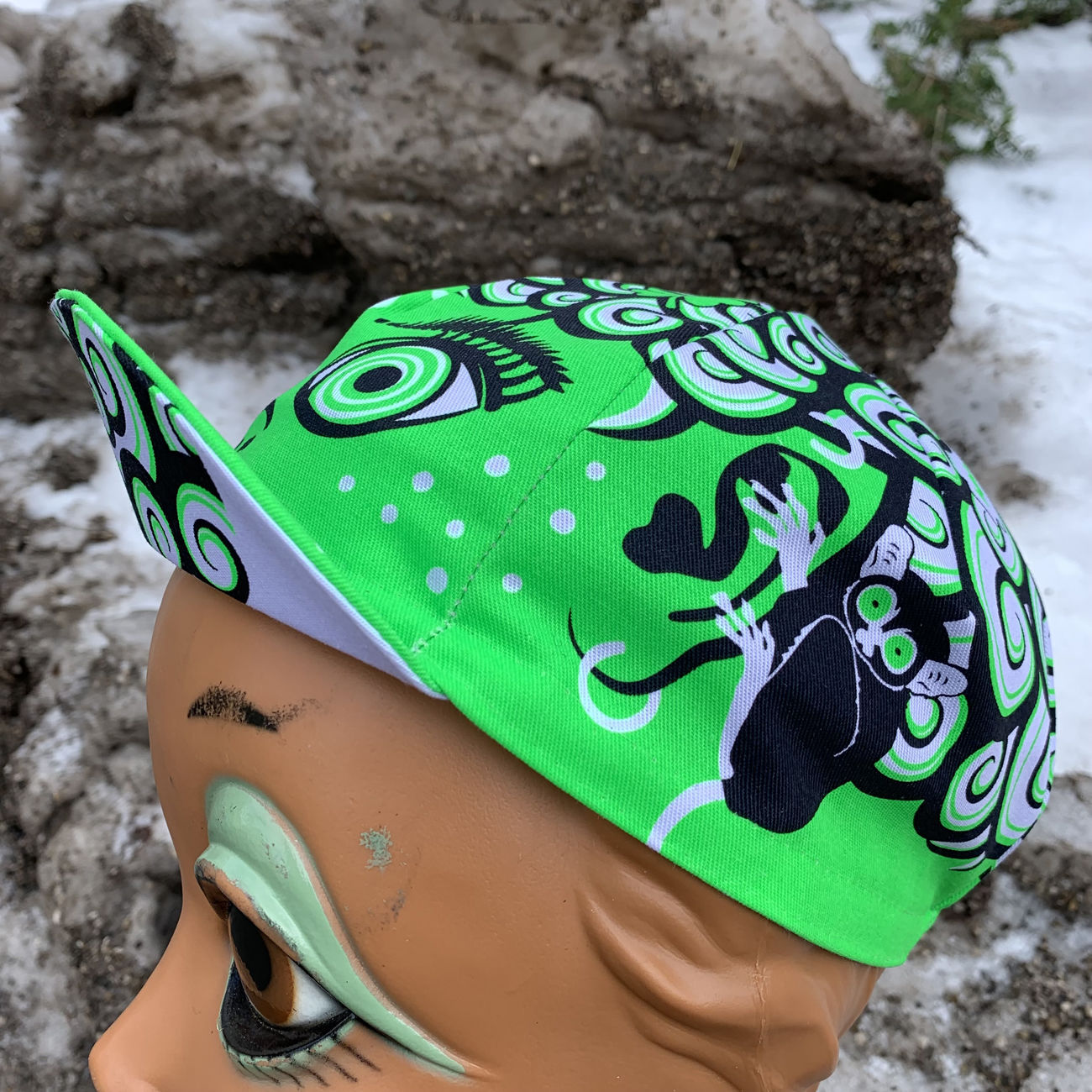 Bike Pixie Girl neon green cycling cap